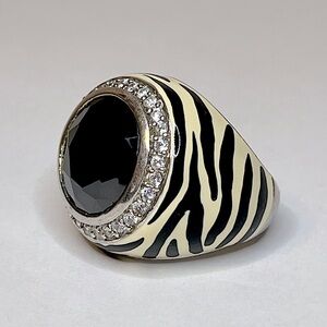 Tiger Print Cubic Zirconia Statement Ring